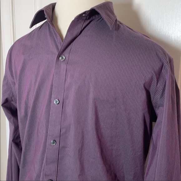 Van Heusen Other - Van Heusen Flex Slim Fit Purple Pinstripes Button Down Dress Shirt LG 16-16 1/2